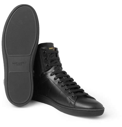 Saint Laurent Unisex Black Leather SL01H Hi Top Sneakers 